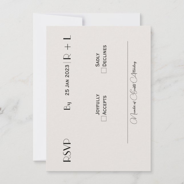 Minimalistische RSVP-Karte Einladung (Rückseite)