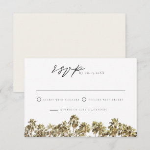 Minimalistische RSVP-Karte für Wasserfarbpalme Einladung