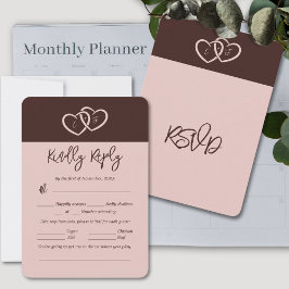 Minimalistische RSVP-Karte mit 2 Herz: Rot und ros Einladung