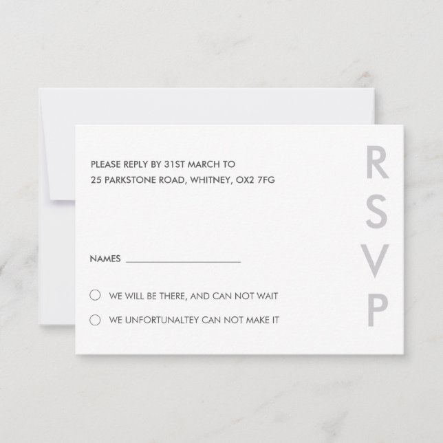 Minimalistische RSVP-Karten für Hochzeiten Einladung (Vorderseite)