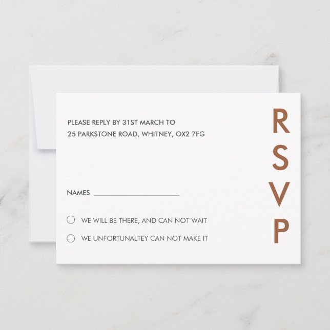 Minimalistische RSVP-Karten für Hochzeiten Einladung (Vorderseite)