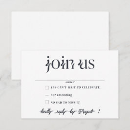 Minimalistische RSVP-Karten für Hochzeiten Einladung