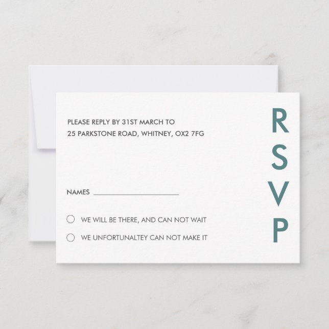 Minimalistische RSVP-Karten für Hochzeiten Einladung (Vorderseite)