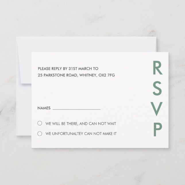 Minimalistische RSVP-Karten für Hochzeiten Einladung (Vorderseite)