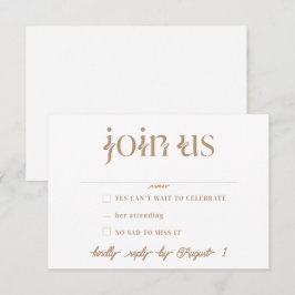 Minimalistische RSVP-Karten für Hochzeiten Einladung