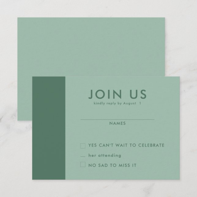 Minimalistische RSVP-Karten für Hochzeiten Einladung (Vorne/Hinten)