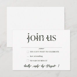 Minimalistische RSVP-Karten für Hochzeiten Einladung