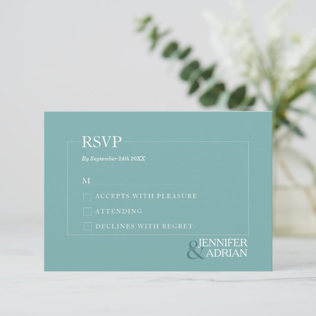Minimalistische RSVP-Karten für Hochzeiten Einladung (Stehend Vorderseite)