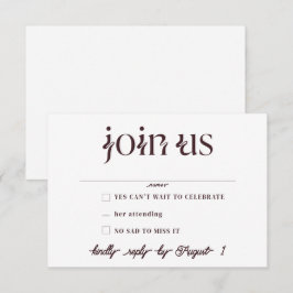 Minimalistische RSVP-Karten für Hochzeiten Einladung