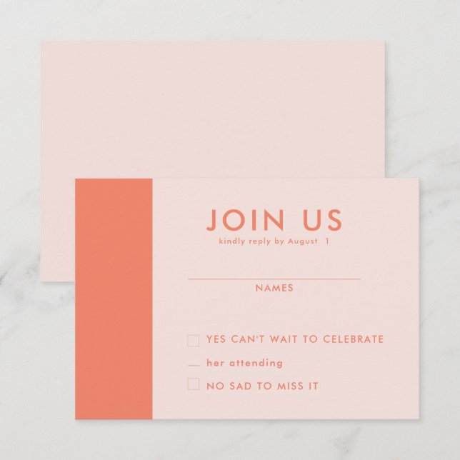 Minimalistische RSVP-Karten für Hochzeiten Einladung (Vorne/Hinten)