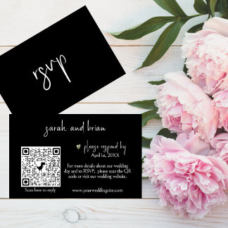 Minimalistische RSVP QR Code-Umschließungskarte fü Begleitkarte