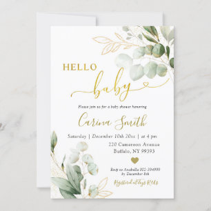 Minimalistische Rustikale Eukalyptus Greenery Baby Einladung