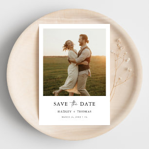 Minimalistische Rustikale Foto Budget Hochzeit Save The Date