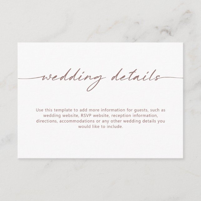 Minimalistische rustikale Hochzeitskarte Begleitkarte (Vorderseite)