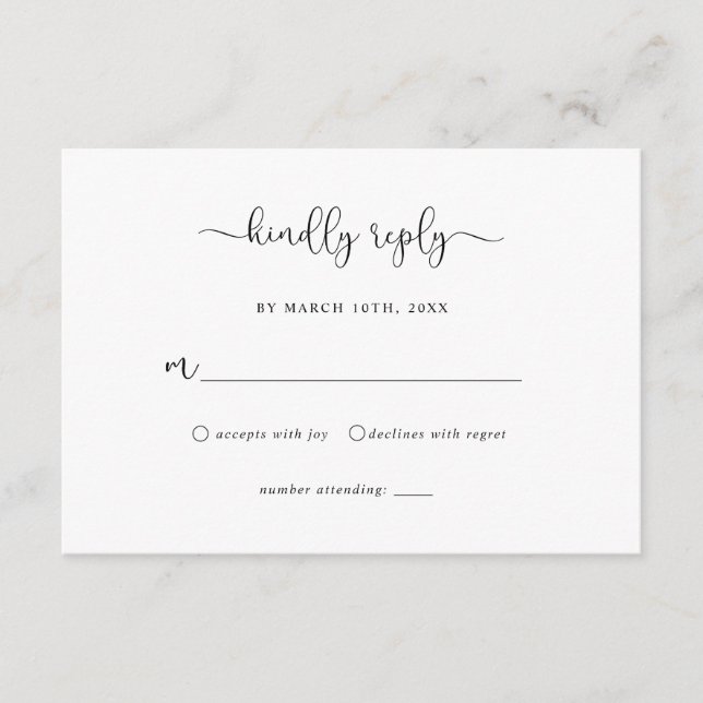 Minimalistische Rustikale RSVP-Karte Begleitkarte (Vorderseite)