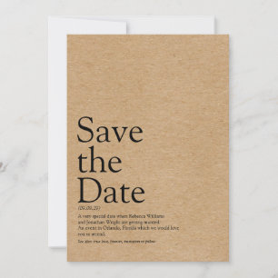 Minimalistische rustikale Save the Date Definition Einladung