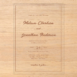 Minimalistische Rustikale Terracotta-Script-Border Acryleinladungen