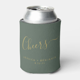 Minimalistische Sage Green Gold Custom Wedding Dosenkühler
