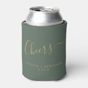 Minimalistische Sage Green Gold Custom Wedding Dosenkühler