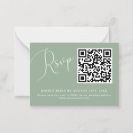 Minimalistische Sage Green QR Code Wedding RSVP Ca Mitteilungskarte