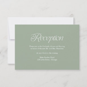 Minimalistische Sage-Hochzeitsempfang-Einlegekarte RSVP Karte