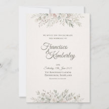 Minimalistische Salbei-Blüten-Hochzeitseinladung