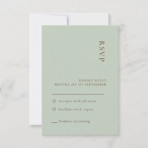 Minimalistische Salbei-Boho-Hochzeits-RSVP-Karte Einladung