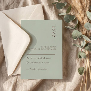 Minimalistische Salbei-Boho-Hochzeits-RSVP-Karte Einladung