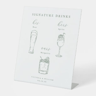 Minimalistische Salbei-Grün-Hochzeits-Signature-Dr Sockelschild