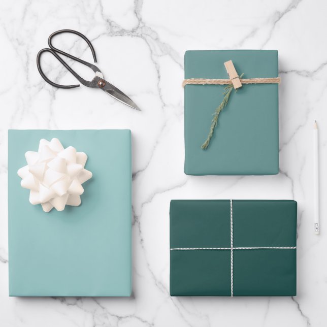 Minimalistische Salbei Grün Schlichte Solid-Farben Geschenkpapier Set (Vorderseite)