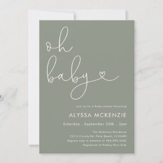 Minimalistische Salbei-Moderne-Baby-Shower-Einladu Einladung