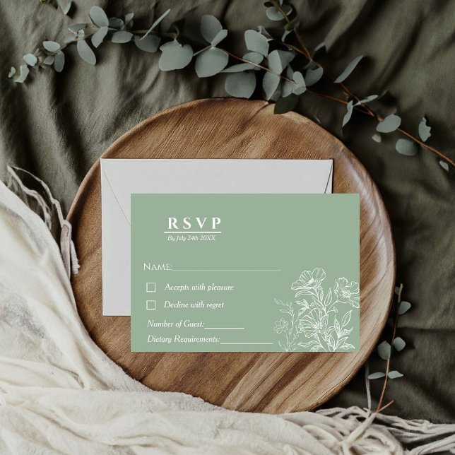 Minimalistische Salbei- und Smaragdgrüne UAWG RSVP Karte (Von Creator hochgeladen)