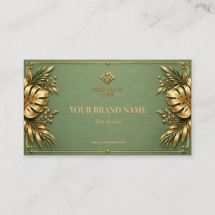 Minimalistische Salbeigrüne Goldschmuck-Ohrkarte Visitenkarte