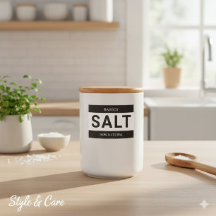 Minimalistische Salz-Etikette für Behälter Lebensmitteletikett