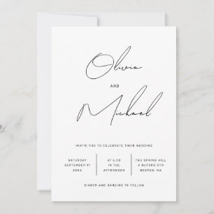 Minimalistische saubere Typografie Skript Hochzeit Einladung