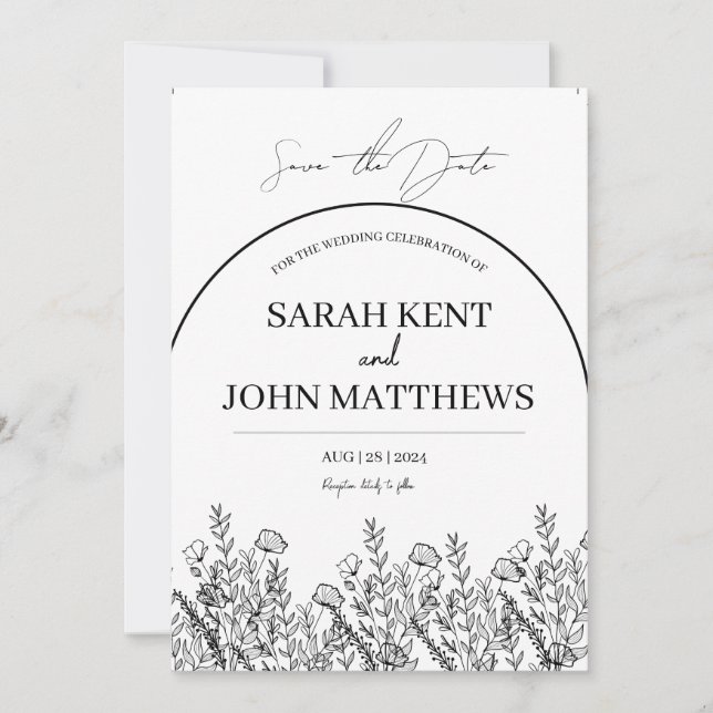 Minimalistische Save the Date Einladung (Vorderseite)