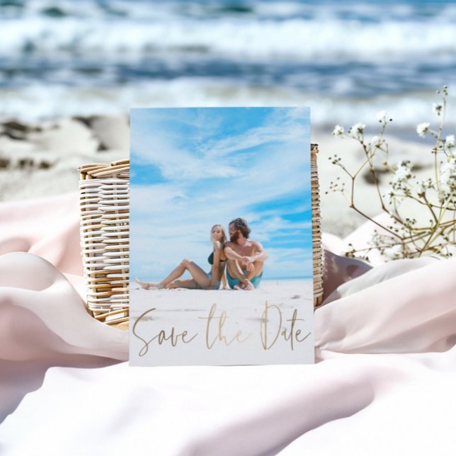 Minimalistische Save the Date Imitate Gold und Fot (Von Creator hochgeladen)