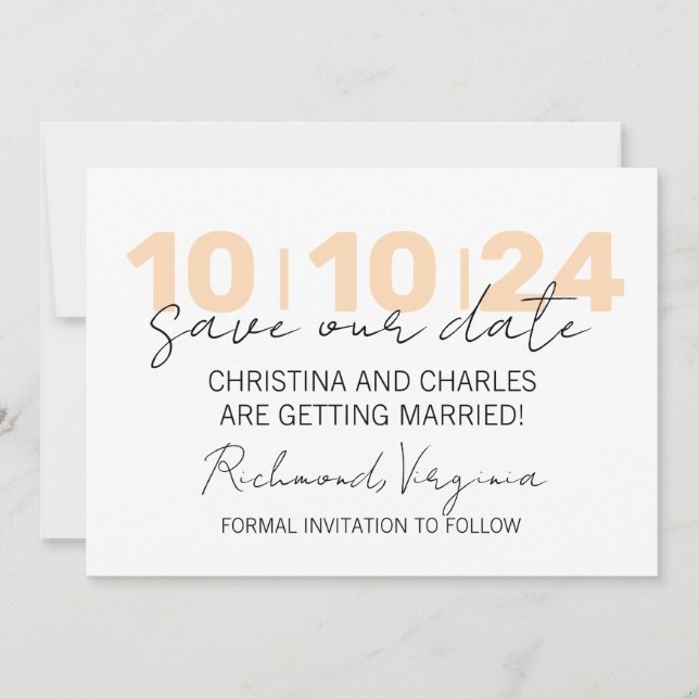 Minimalistische Save the Date Karte anbringen (Vorderseite)