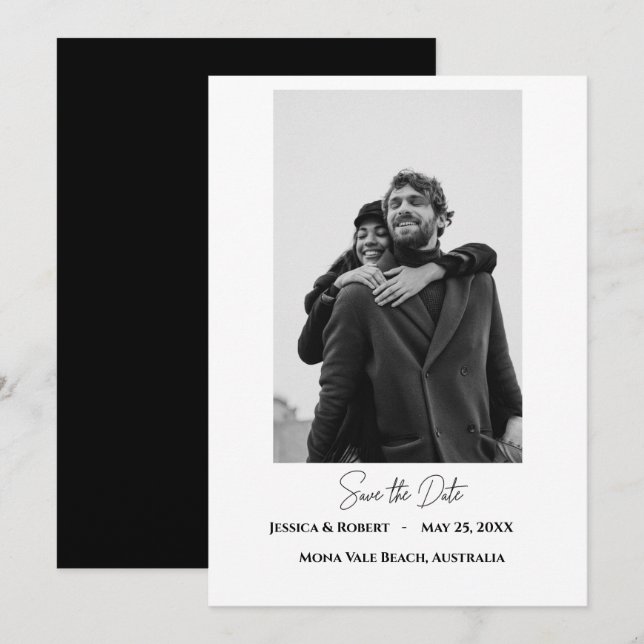 Minimalistische Save the Date-Karte Date (Vorne/Hinten)