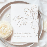 Minimalistische Save-the-Date-Karte mit beiger Sch