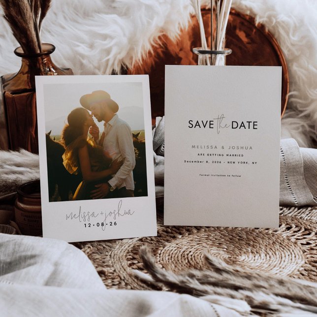 Minimalistische Save the Date Karte mit einem Foto (Von Creator hochgeladen)