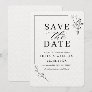 Minimalistische Save the Date Karte, Moderne Hochz