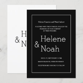 Minimalistische schick moderne Schwarz-weiße Hochz Einladung