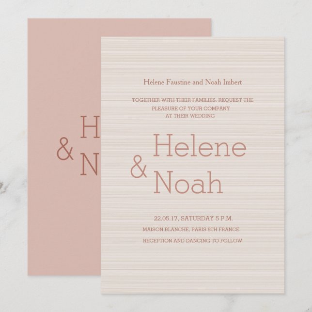Minimalistische schicke Rose Goldstreifen Einladung (Vorne/Hinten)