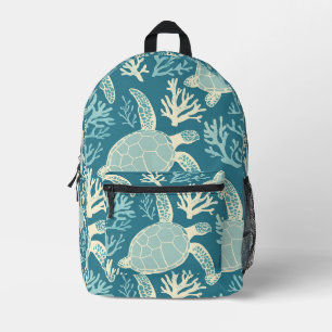 Minimalistische Schildkröten- und Korallenkunst Bedruckter Rucksack