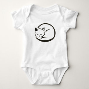 Minimalistische Schlafkatze - Tintenbürste Design Baby Strampler