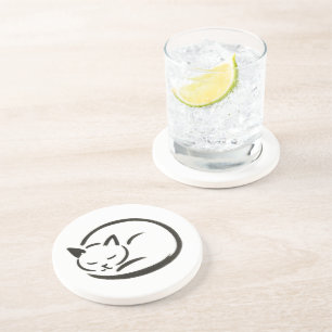 Minimalistische Schlafkatze - Tintendesign auf Unt Getränkeuntersetzer