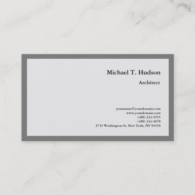 Minimalistische Schlichte Architektur Grau Premium Visitenkarte (Vorderseite)