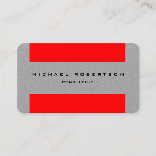 Minimalistische Schlichte Besonderheit Grau Rot Visitenkarte (Vorderseite)