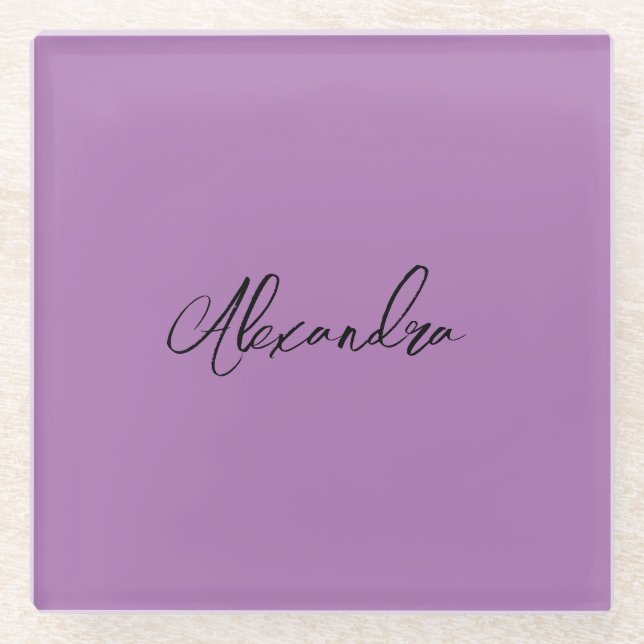 Minimalistische Schlichte Kalligrafie Eigenname La Glasuntersetzer (Vorderseite)